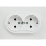 Розетка 2-местная с заземлением без защитных шторок 16А в сборе IEK SKANDY SK-R08W арктический белый SK-R21-16-K01-F